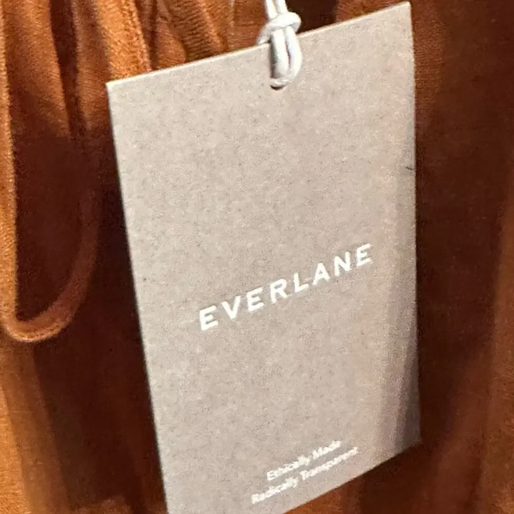 Everlane NWT The Shoestring Apron 100% Linen Jumpsuit Tawny Brown Size Medium